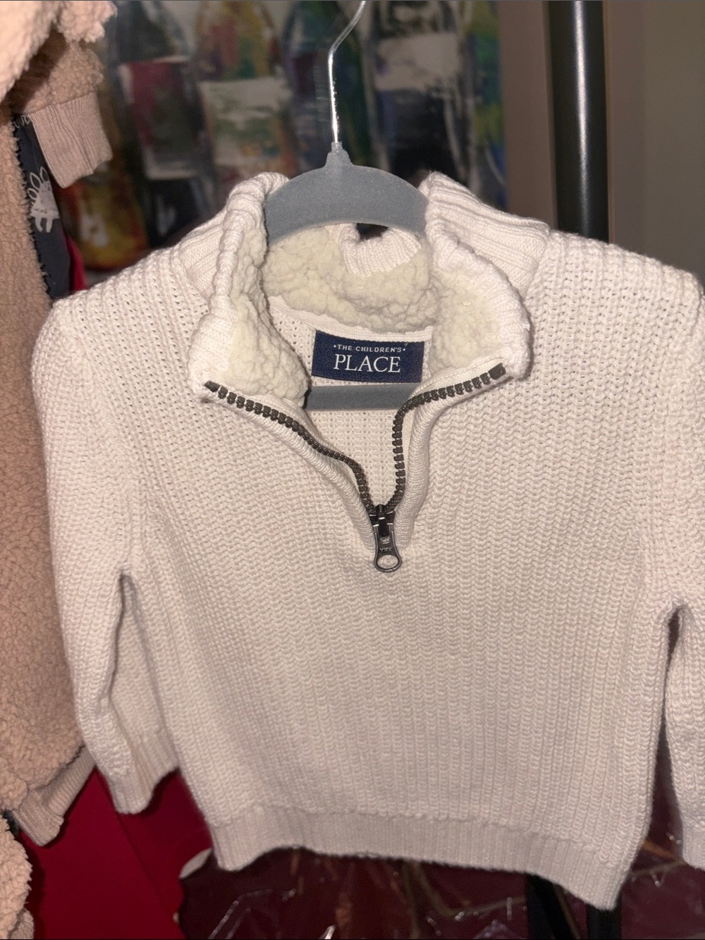 The Children's Place Cream Sherpa-Lined Half-Zip Sweater
